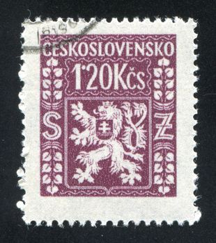 CZECHOSLOVAKIA - CIRCA 1945: stamp printed by Czechoslovakia, shows Coat of Arms, circa 1945