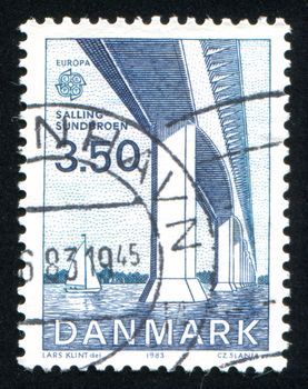 DENMARK - CIRCA 1983: stamp printed by Denmark, shows Salling Sound Bridge, circa 1983