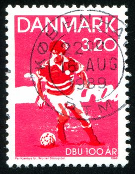 DENMARK - CIRCA 1989: stamp printed by Denmark, shows Soccer, circa 1989