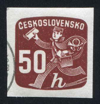 CZECHOSLOVAKIA - CIRCA 1945: stamp printed by Czechoslovakia, shows Newspaper Delivery
Boy, circa 1945