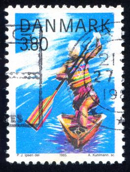 DENMARK - CIRCA 1985: stamp printed by Denmark, shows Canoe and kayak, circa 1985