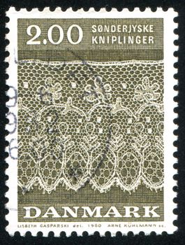 DENMARK - CIRCA 1980: stamp printed by Denmark, shows Tonder Lace Pattern,
North Schleswig, circa 1980