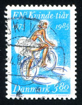DENMARK - CIRCA 1985: stamp printed by Denmark, shows Cyclist, circa 1985