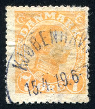 DENMARK - CIRCA 1913: stamp printed by Denmark, shows King Christian X, circa 1913