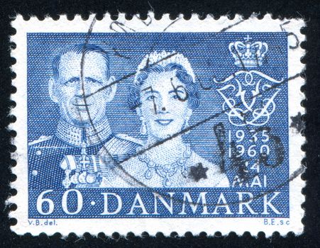 DENMARK - CIRCA 1960: stamp printed by Denmark, shows King Frederik IX and Queen Ingrid, circa 1960