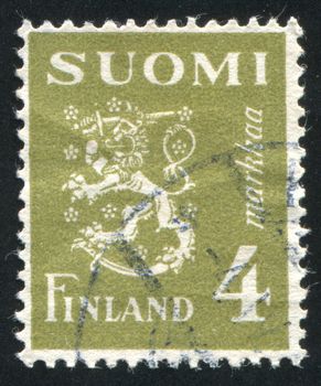 FINLAND - CIRCA 1930: stamp printed by Finland, shows Coat of arms of Finland, circa 1930