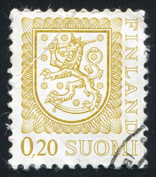 FINLAND - CIRCA 1974: stamp printed by Finland, shows Coat of arms of Finland, circa 1974