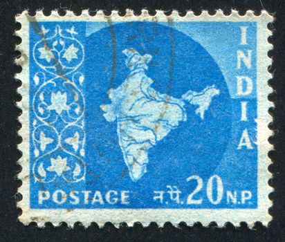 INDIA - CIRCA 1957: stamp printed by India, shows map of India, circa 1957