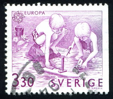 SWEDEN - CIRCA 1989: stamp printed by Sweden, shows Sailing toy boats, circa 1989