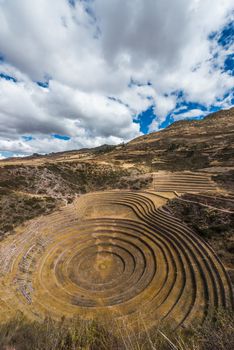 Moray, Incas ruins in the peruvian Andes at Cuzco Peru