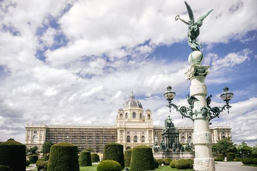 Natural History Museum in Vienna with Sculpture on foreground