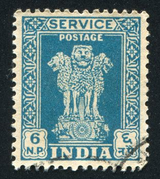 INDIA - CIRCA 1967: stamp printed by India, shows capital of Asoka Pillar, circa 1967