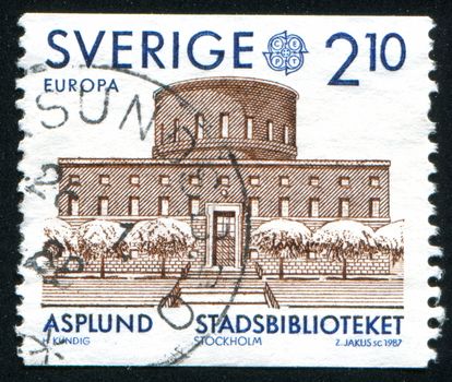 SWEDEN - CIRCA 1987: stamp printed by Sweden, shows City Library, Asplund, circa 1987