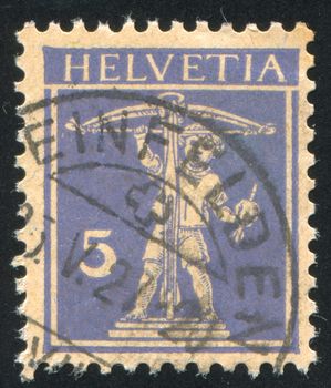 SWITZERLAND - CIRCA 1909: stamp printed by Switzerland, shows William Tell���s Son, circa 1909