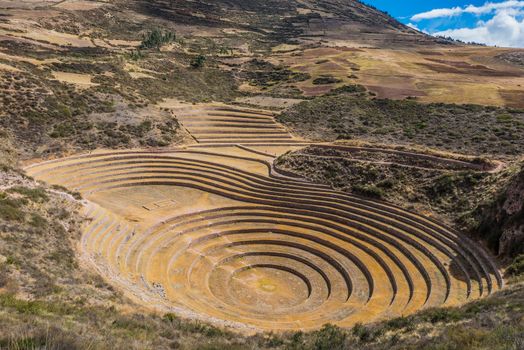 Moray, Incas ruins in the peruvian Andes at Cuzco Peru
