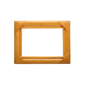 Wooden picture frame isolated on white background. Path included