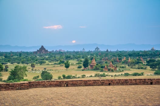 ancient temple in Bagan after sunset , Myanmar Burma
