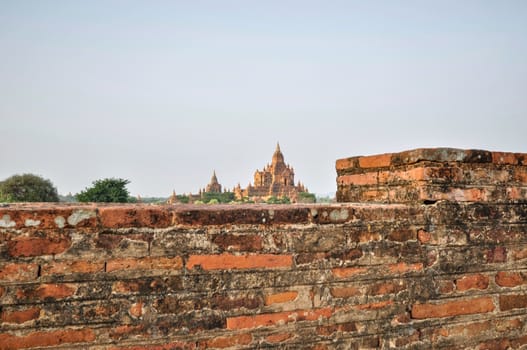 ancient temple in Bagan after sunset , Myanmar Burma