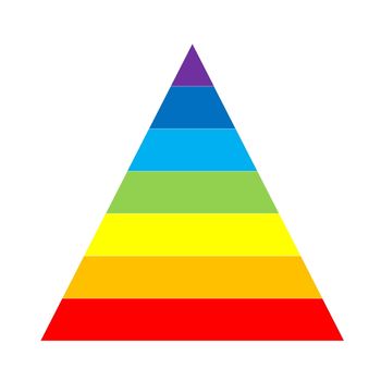 Colors of rainbow flag into triangle in white background