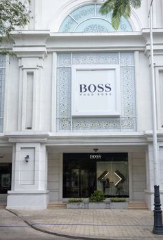 HO CHI MINH CITY, VIETNAM-OCTOBER 30TH 2013: Hugo Boss store in District 1. Th official distributor in Vietnam and owner of the shop is the Tam Son company.