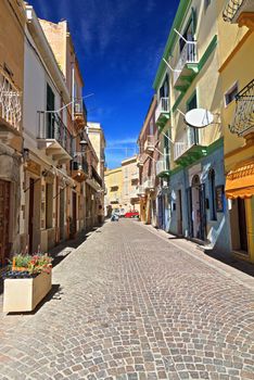 urban view in Carloforte, small town in San Pietro Island, Sardinia, Italy