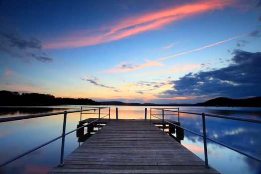 Spectacular sunset at Kincumber on the Kincumber Broadwater, Central Coast Australia.