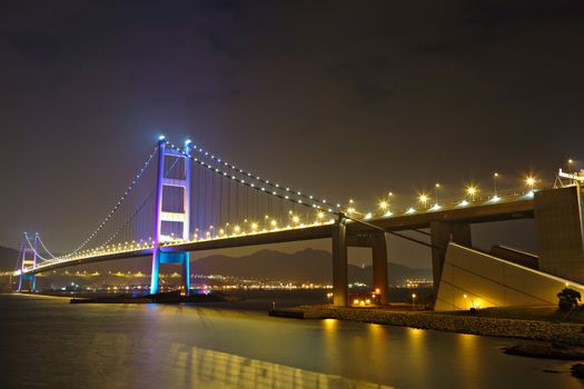 Transportation system in Hong Kong at night