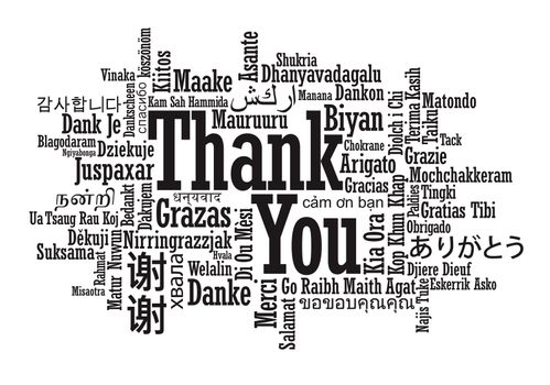 Thank You Word Cloud illustration in raster format