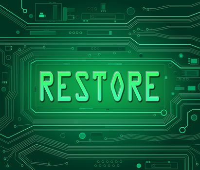 Abstract style illustration depicting printed circuit board components with a restore concept.