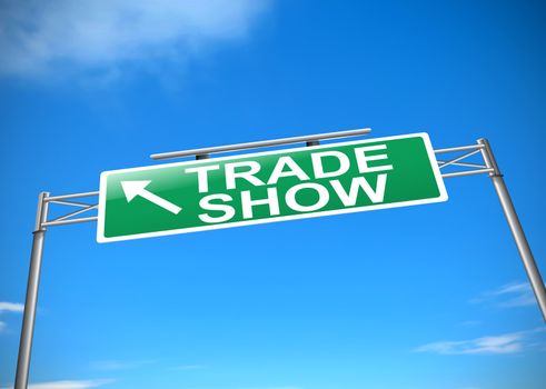 Illustration depicting a road sign with a Trade show concept.