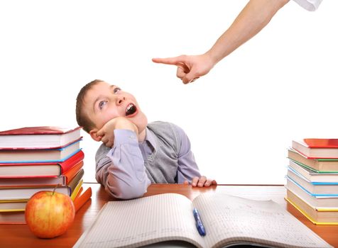Parent threatening Son for a Learning on the white background