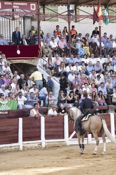 Ubeda, Jaen province, SPAIN - 2 october 2010: Spanish bullfighters Fermin Bohorquez asks the president of the bullring for permission to begin the spectacle in in Ubeda, Jaen province, Spain
