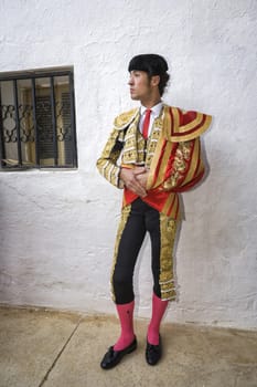  Jaen, SPAIN - 17 october 2008: Spanish bullfighter Cesar Jimenez in the alley waiting at the paseillo or initial parade bullfight at Jaen bullring, Jaen province, Andalusia, Spain