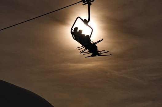 Ski lift silhouette