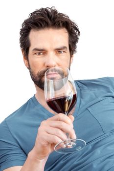 An image of a handsome man with a wine glass
