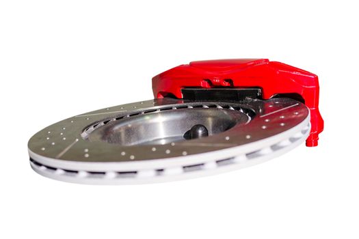 Mechanism of automobile disc brakes system isolated on white