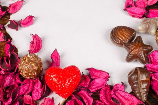 Blank sheet of paper  within a Valentines day decoration