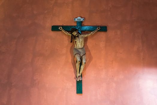crucifix in Santa Catalina monastery in the peruvian Andes at Arequipa Peru