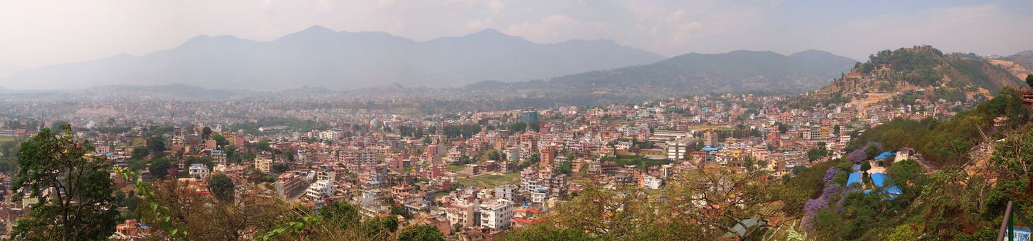 Panorama of Kathmandu, Nepal, from Swayambunath temple.