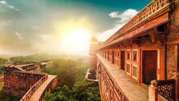 Agra Fort, is a monument,  a UNESCO World Heritage site located in Agra, Uttar Pradesh, India. The fort can be more accurately described as a walled city.