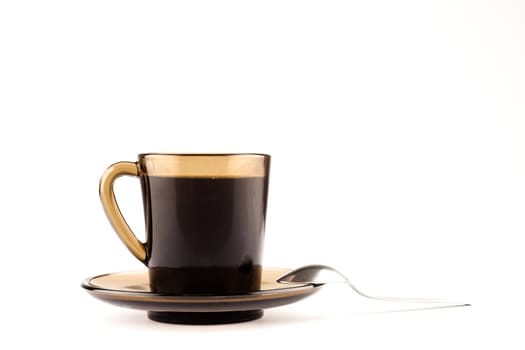 Coffee cup with spoon on white background