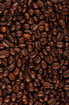 Detail of dark coffee beans.