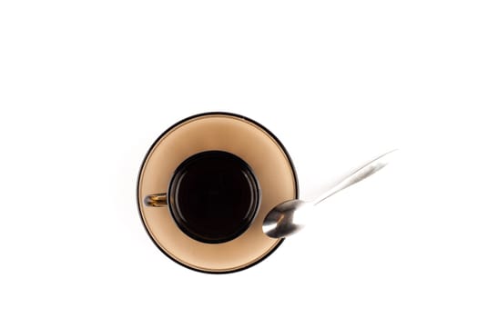 Coffee cup with spoon on white background