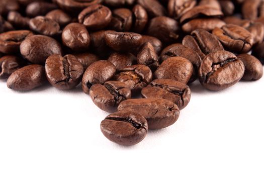 Coffee beans on white white background