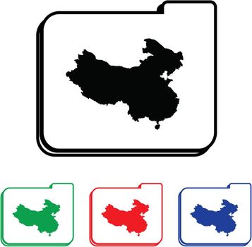China Icon Illustration with Four Color Variations