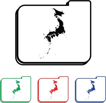 Japan Icon Illustration with Four Color Variations