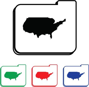 United States of America Icon Illustration with Four Color Variations