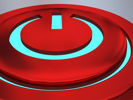Red on-off button illustration with glowing blue light