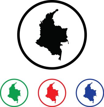 Colombia Icon Illustration with Four Color Variations