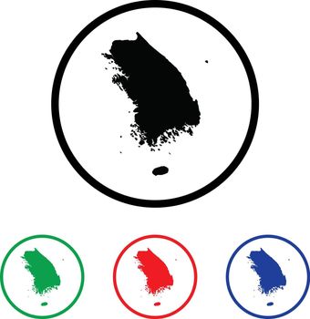 South Korea Icon Illustration with Four Color Variations